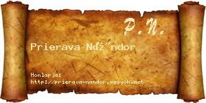 Prierava Nándor névjegykártya